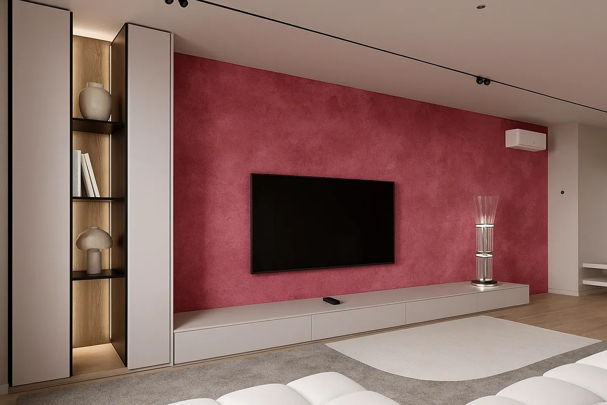 Limewash TV wall finish