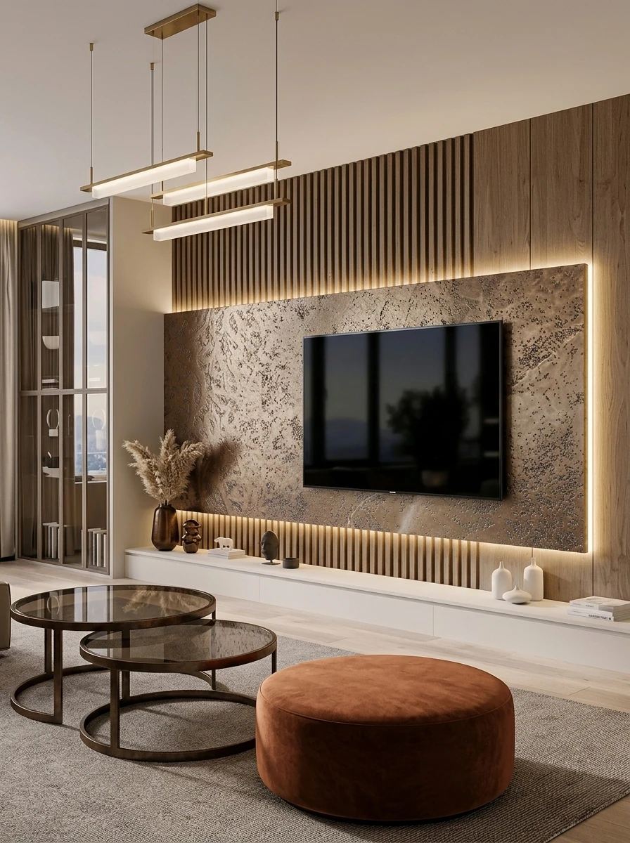 Metallic wall finish finish on a Umm Al Quwain project