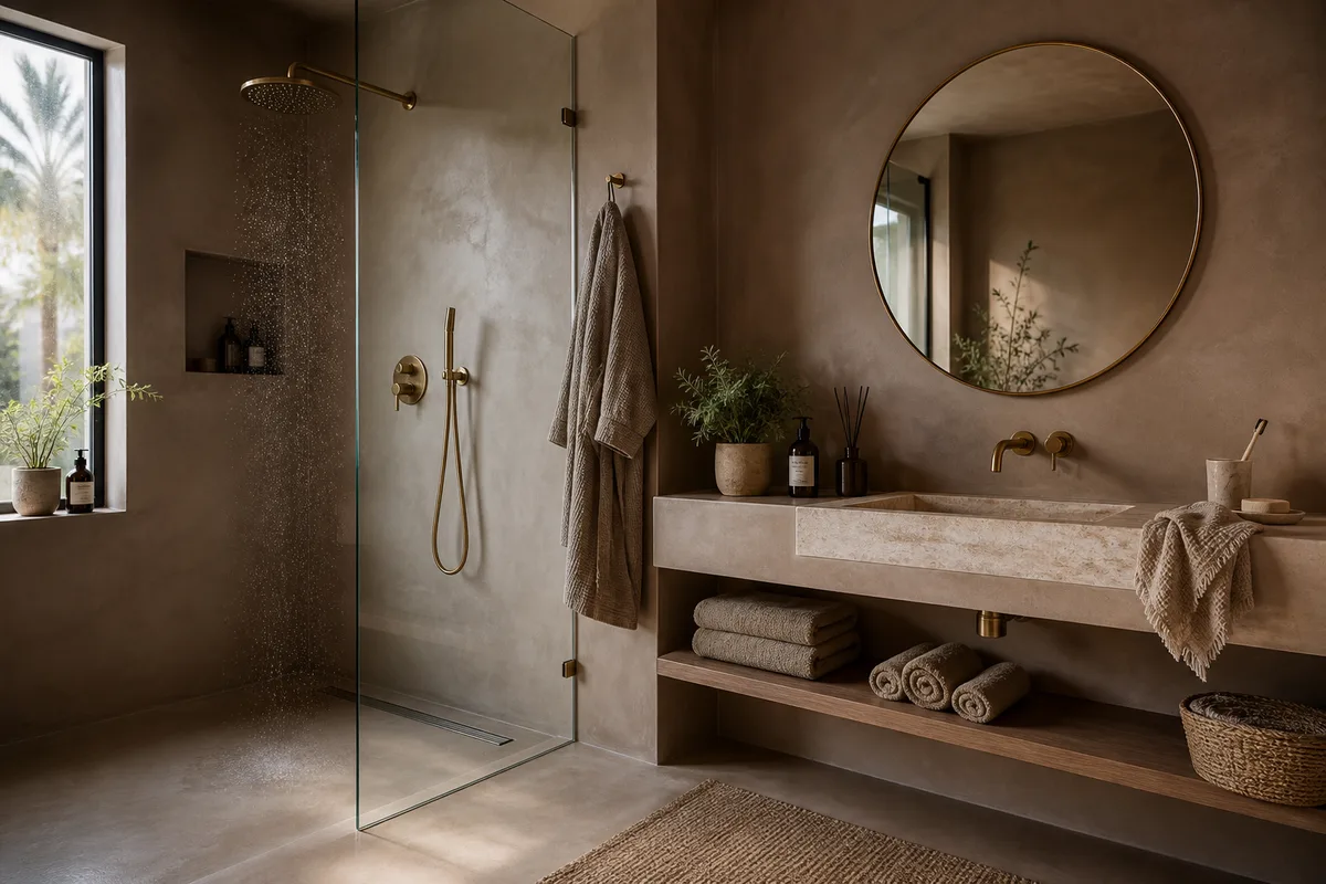Wet-room detailing — joints, falls, sealer specification