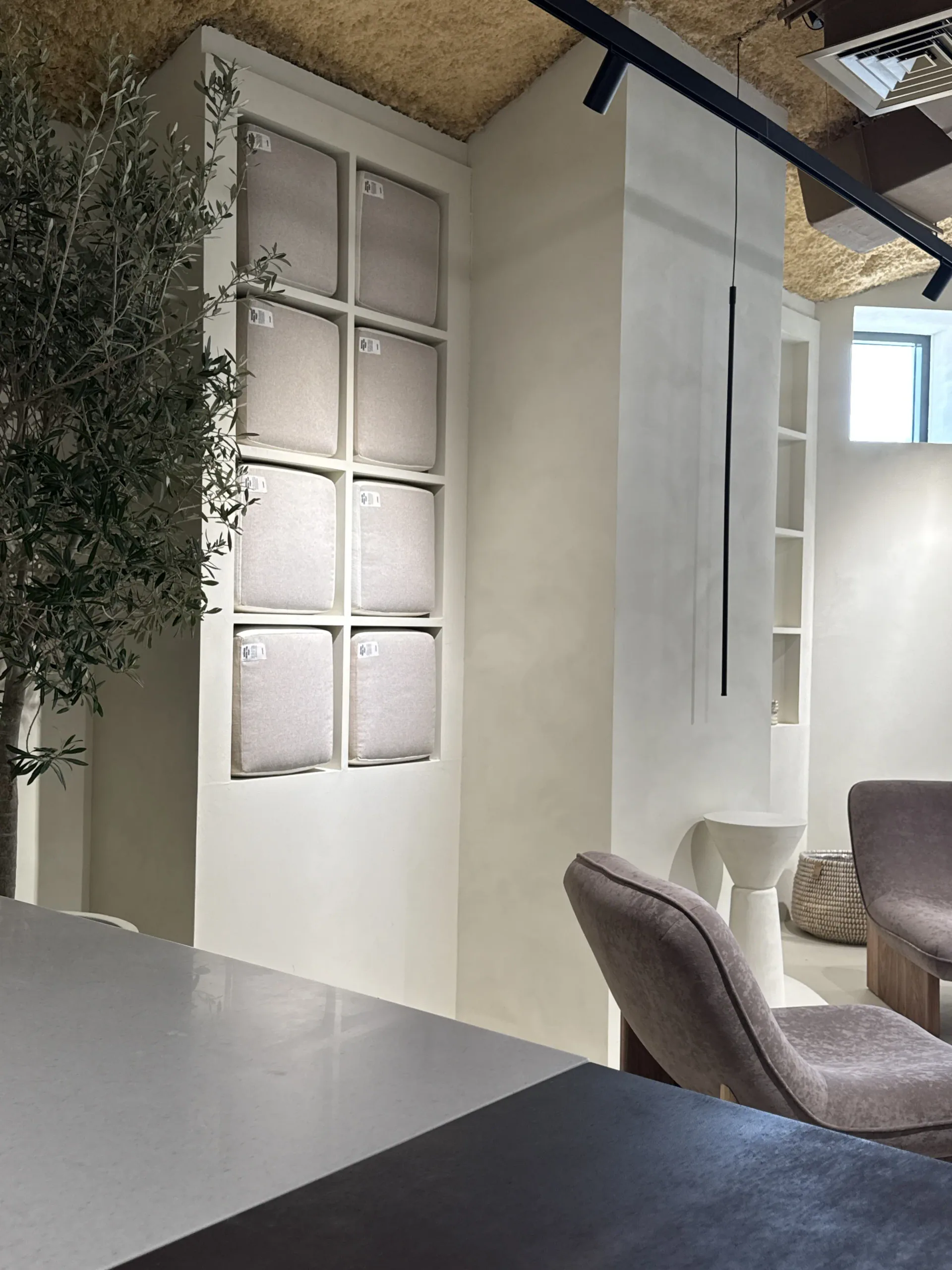 A Real-Site Finish Study - Study 114, a microcement residential decorative finish in greige