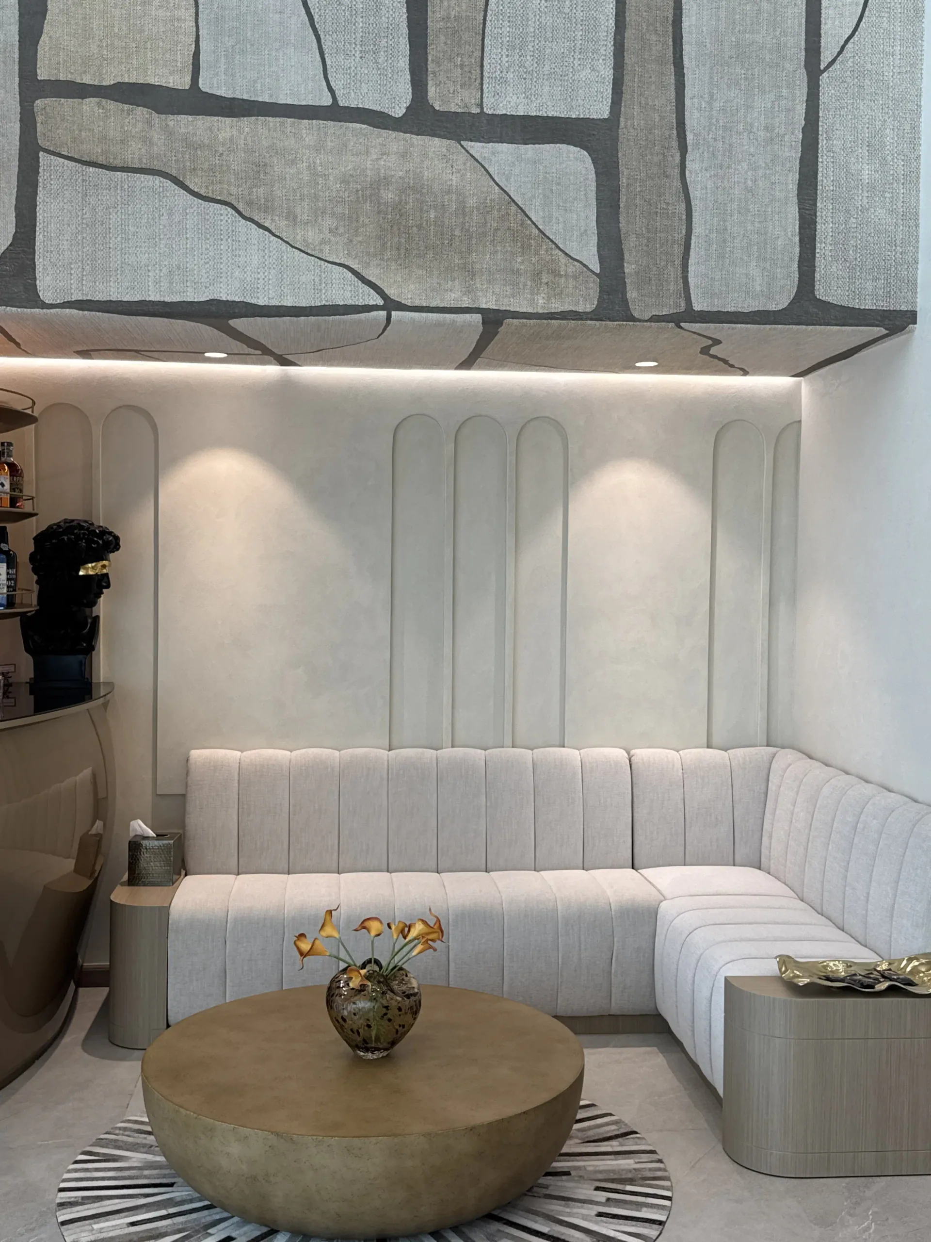 Microcement feature wall in a completed living space