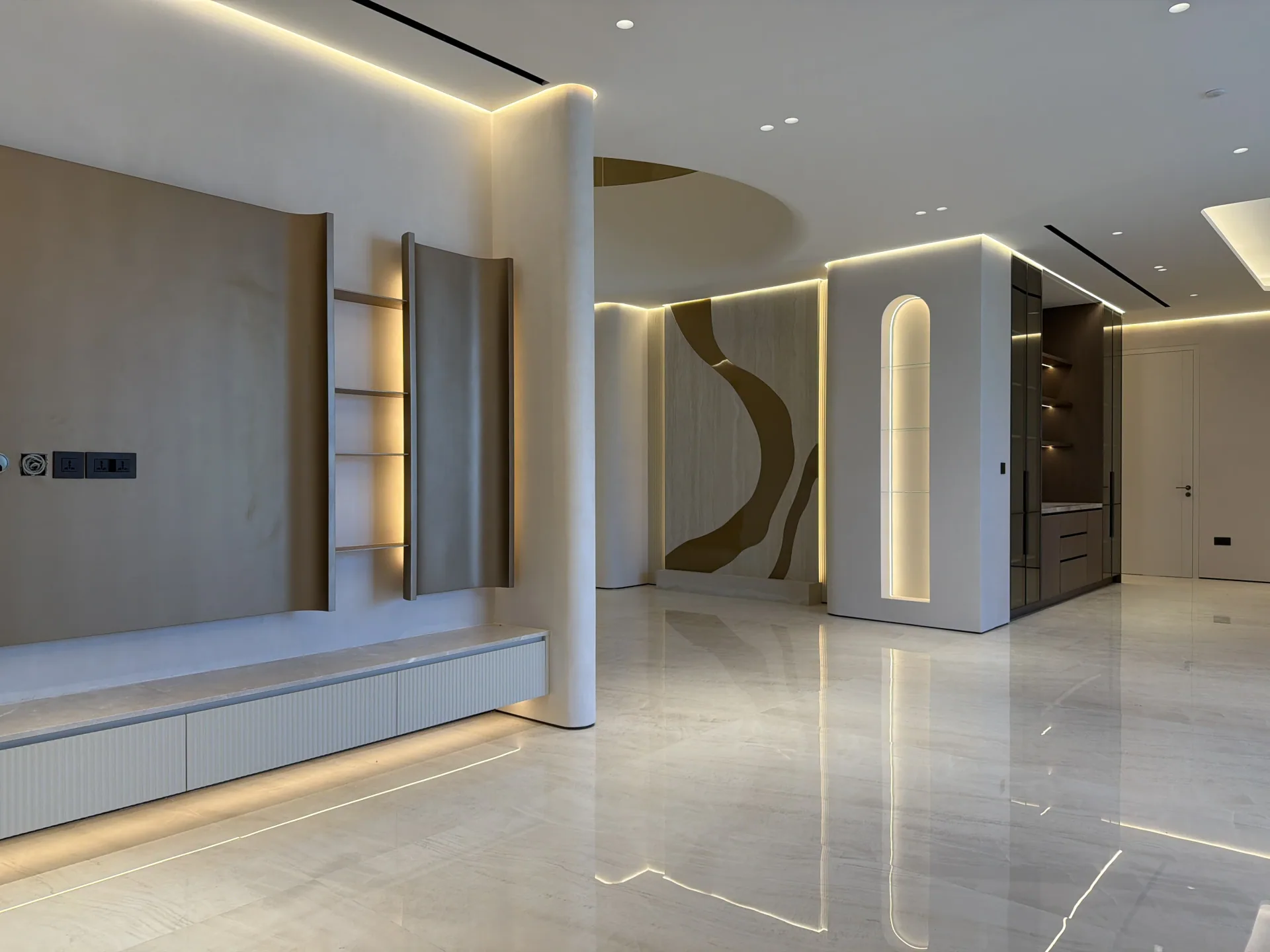 Depth Without Ornament - Study 149, a smooth microcement residential decorative finish in oyster white